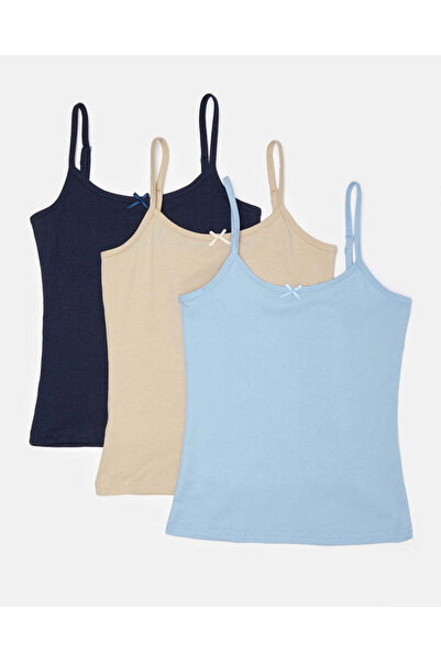 REDTAG Girls Assorted Plain Basic Vest Set (Pack Of 3)