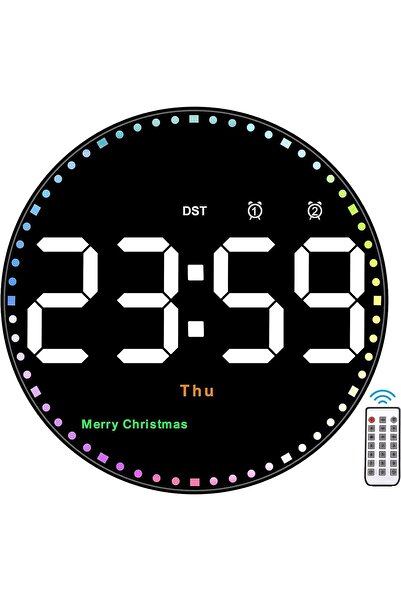 NALACAL LED Digital Wall Clock, 10-inch Large Display, Color Second Hand, Rem...