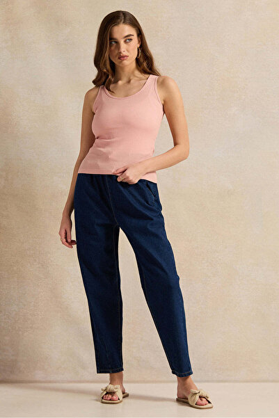 REDTAG Women Pink Plain Ribbed Vest