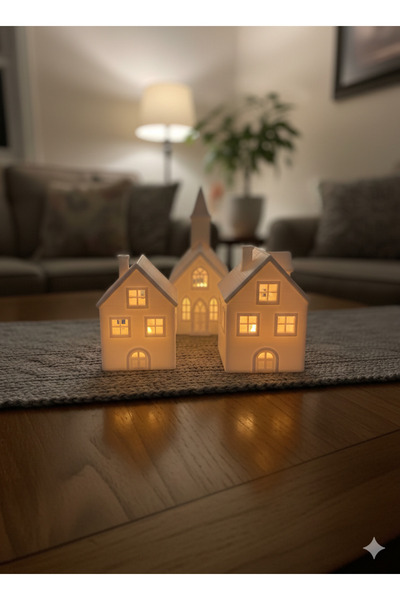 SamilaCraft LED mumlu Dekoratif Mini Ev Seti (3lü set ledler dahil)