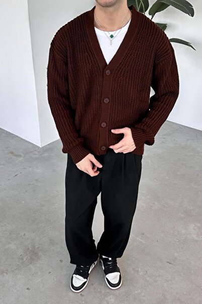 HAFKAGİYİM Brown Knit Detail Knitwear Cardigan