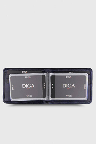DİGA 794 Dg 24 Model Real Leather Elastic Crazy Navy Blue Wallet