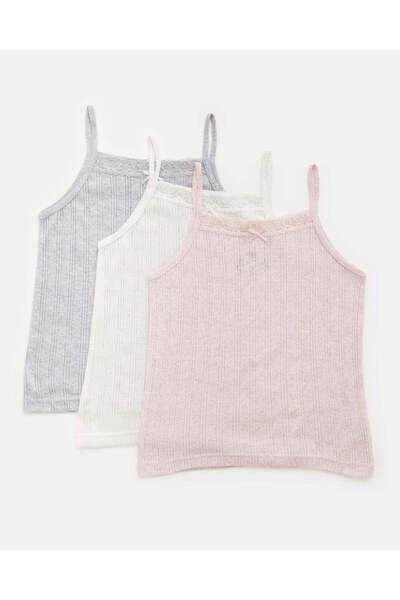 REDTAG Girls Assorted Solid Vest Set (Pack of 3)