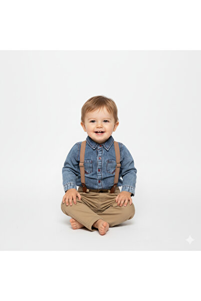 s.t. sebat tekstil Baby Suit with Gabardine Trousers and Denim Shirt