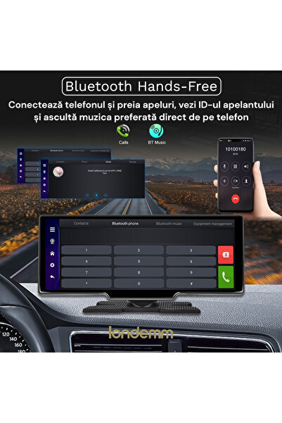 LONDEMM Navigatie Auto Multimedia 10.26" LONDEMM, Camera Fata-Spate 4K+FullHD, Apple CarPlay/Android Auto