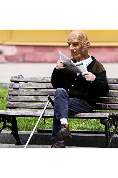 Generic PartyHop Old Man Mask - Realistic Latex Wrinkle Full Head Mask (Brown)
