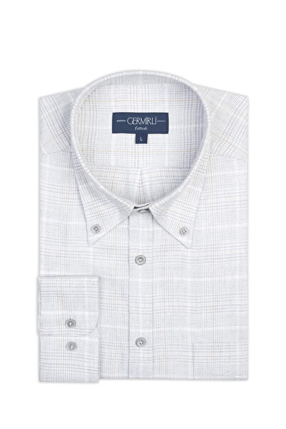 Germirli Albini Grey Plaid Apres Ski Button down Collar Tailor Fit Lyocell Cotton Flannel Shirt