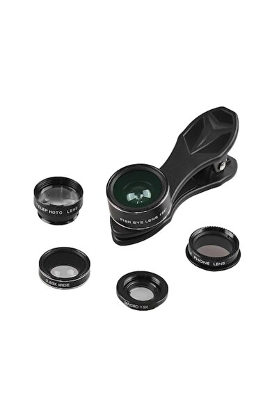 APEXEL DG5 5-in-1 Professional Smartphone Lens Set (Macro, Fisheye, Wide, Telescope, CPL)