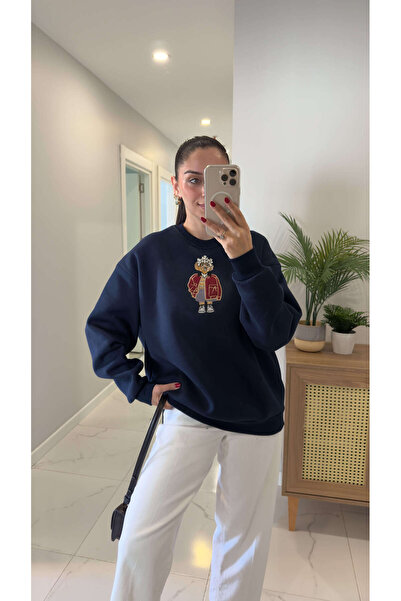 BİRCANÇİL Hanorac Hessora cu broderie de câine albastru închis