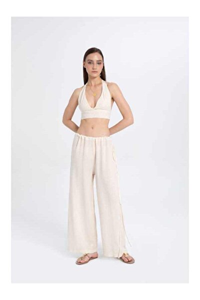 İpekçi Otantik Back-Tie Cotton Bralet Natural