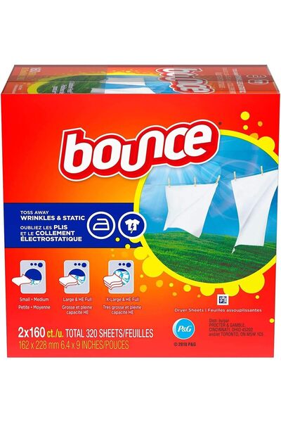 BOUNCE مناديل تجفيف الملابس الخارجية WrinkleGuard Fresh - 320 قطعة