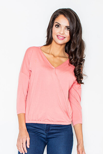 Figl Bluză cu decolteu în V - bluză coral M278 mărimea M