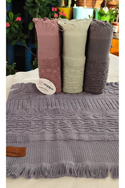 A.Z.H. (Set with 4Th Bag) Avangard Series Dowry Jacquard 50X90 Cm. Bukle Textured Hand, Face Towel