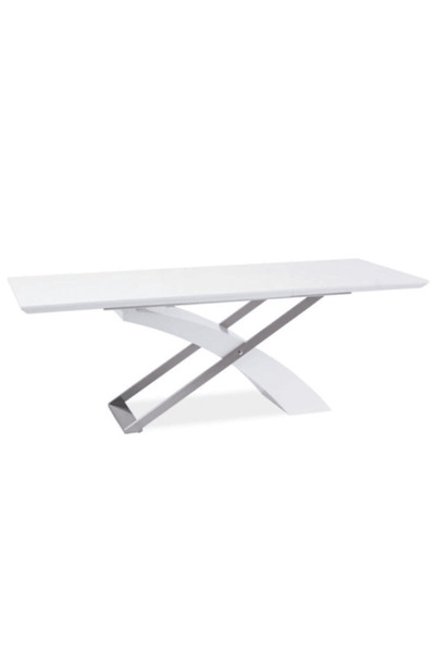 DacEnergy Extendable kitchen table, high gloss white/metal, 160-220x90 cm, KROS