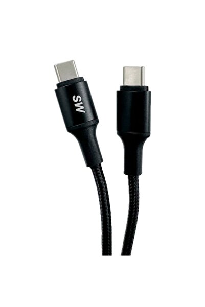 OEM Fast charging data cable, USB Type-C to Type-C, 2.4A, 3m, Black, braided textile