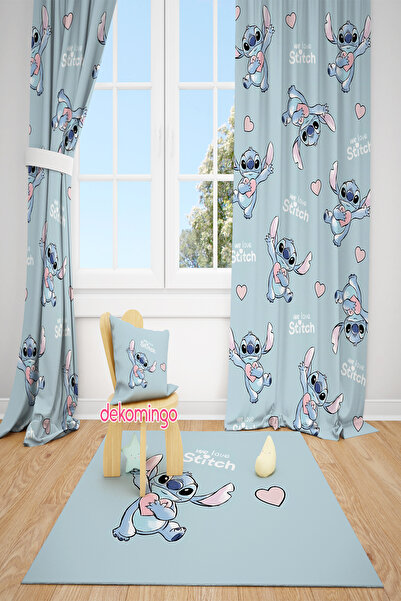 dekomingo Water Green Stitch 2-Wing Background Curtain