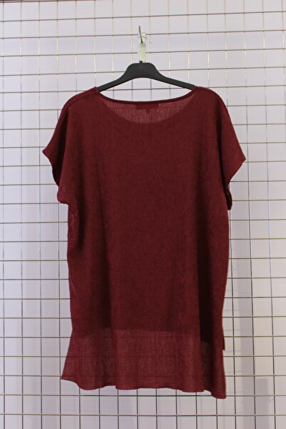 YXL COLLECTION Women's Plus Size Bruyuk Fabric Slit Detail Batwing Short Sleeve Loose Blouse Tunic