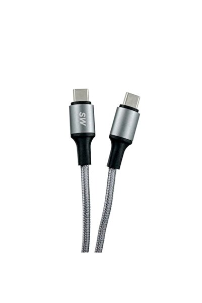 OEM USB Type-C to Type-C Fast Charging Data Cable, 2.4A, 3m, Gray Braided Textile