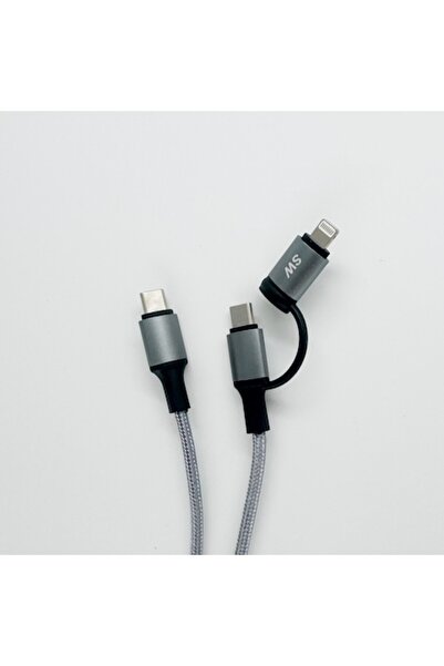 OEM 2-in-1 USB Type-C & Lightning Data Cable, 25W PD, Braided Durable Textile, 3 m, Gray
