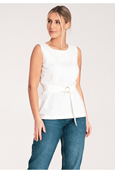 Figl Bluză elegantă de damă - Bluză cu umerii goi - bluză ecru M1071 mărimea S