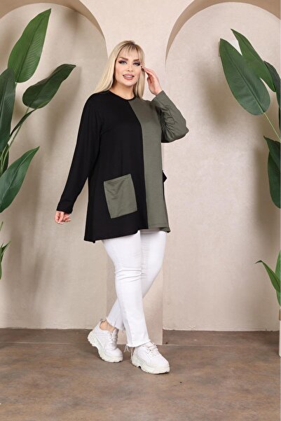 EMEZ Μαύρη μπλούζα χακί χρώματος