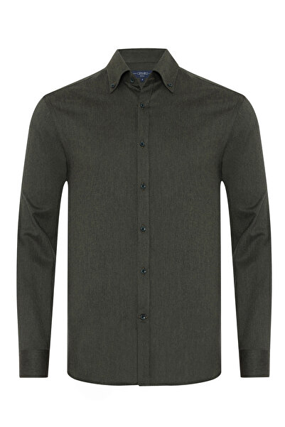 Germirli Khaki Tailor Fit Button down Collar Flannel Shirt