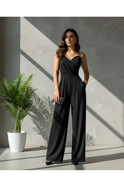 MQ Off-shoulder jumpsuit, woven suit with a satin surface