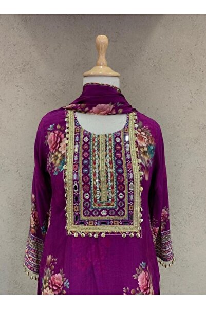 HashtagBe Purple Floral Palazzo Suit Set