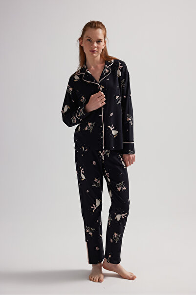 Hays Kadın Pamuklu Uzun Kollu Gömlek Pijama Takımı