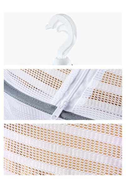 Generic Foldable Hanging Laundry Net Large Capacity Clothes Drying Basket with Zipper