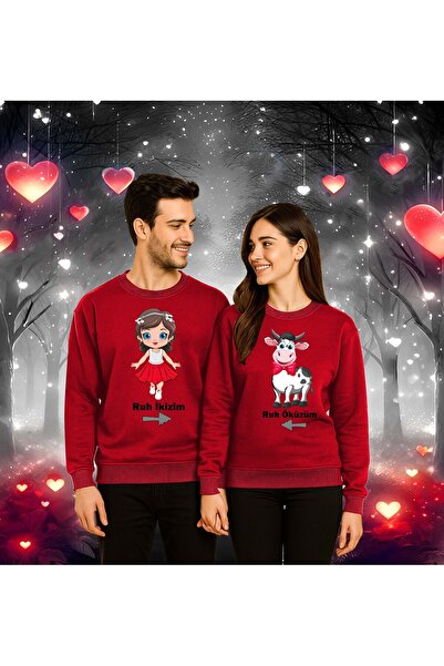 SEDİRLİ Unisex Valentine's Day Printed Adult Swaetshirt 3 Thread Rasterated