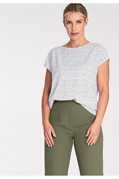 Figl Bluză de damă cu mânecă scurtă - bluză cu decupaj la spate - model fin M...