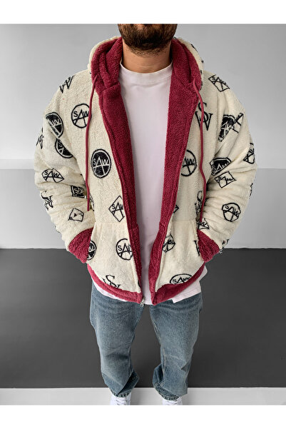 Saw Pembe Çift Taraflı Kalın Peluş Mont