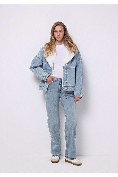 Colin's Oversize Fit Zippered Unlined Women's Blue Jacket