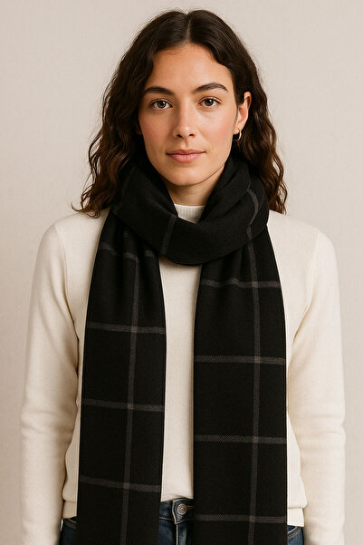 CİDDE Γυναικείο καρό πλεκτό σάλι