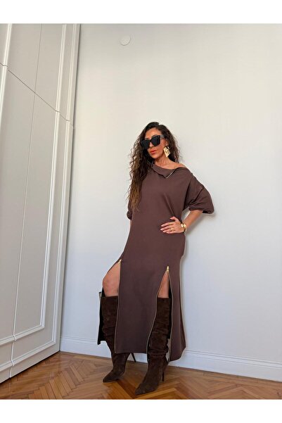 QİMYA BUTİK BUKETLİ Rochie lungă pentru femei, cu guler înalt, cu fante dublă...