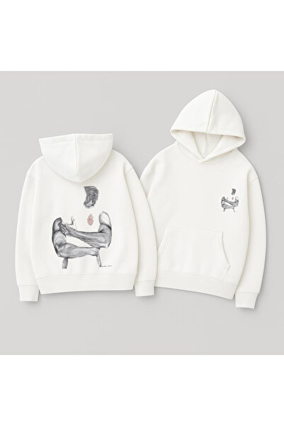 CLASSY.MODA سويت شيرت للجنسين بغطاء رأس قصة فضفاضة مطبوع – صورة ظلية عضلية تل...