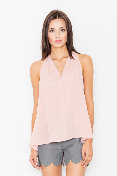Figl Open back blouse - pink V-neck blouse M480 size S