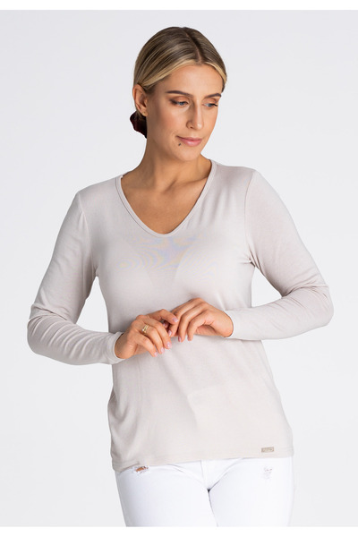 Figl Bluză de damă - bluză de damă cu mâneci lungi bej M980 mărimea S