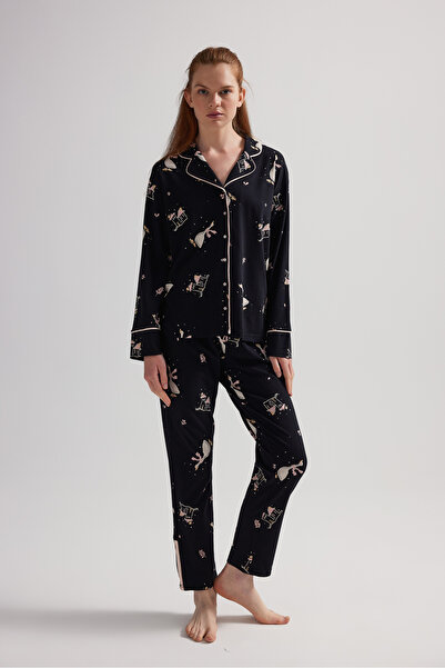 Hays Kadın Pamuklu Uzun Kollu Gömlek Pijama Takımı