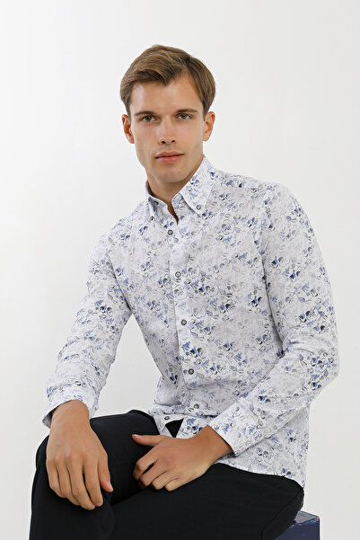 Smc by Semco Collar Buttoned Long Sleeve Buttoned Cotton Patterned Men's Shirt