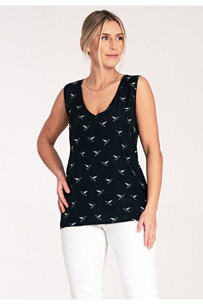 Figl Bluză elegantă fără mâneci - bluză cu imprimeu - bluză bleumarin M1076 m...