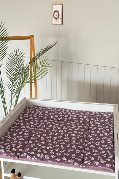 Pastelya Purple Floral Patterned Baby Diaper Changing Set, Waterproof Changing Pad, Diaper Changing Mat