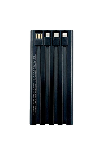 OEM Power Bank 66W 20000mAh, 4 Integrated Cables, 4 Ports, PD + QC 3.0, LED, Black