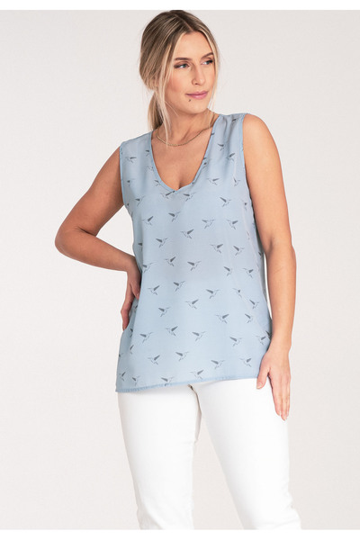 Figl Bluză elegantă fără mâneci - bluză cu imprimeu - bluză albastru deschis ...