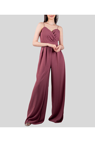 MQ Off-shoulder jumpsuit, woven suit with a satin surface