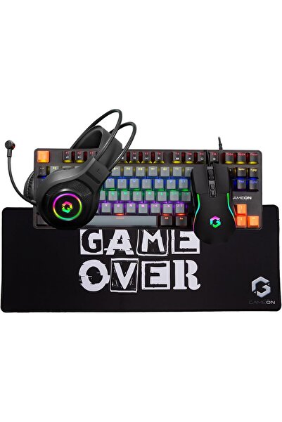 GAMEON مجموعة ألعاب VIPER XI - لوحة مفاتيح RGB ثابتة، ماوس USB، سماعة رأس RGB 50 مم، لوحة ماوس