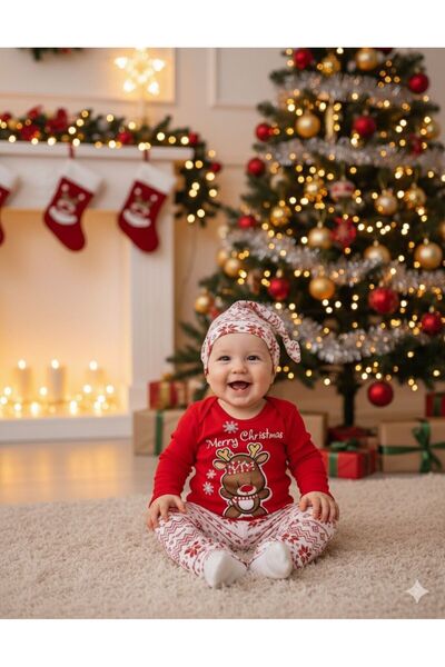 Mişsa Bebe New Year's Christmas Baby Children's Bodysuit Set 3-Piece Set