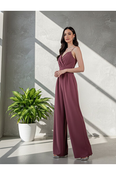 MQ Off-shoulder jumpsuit, woven suit with a satin surface