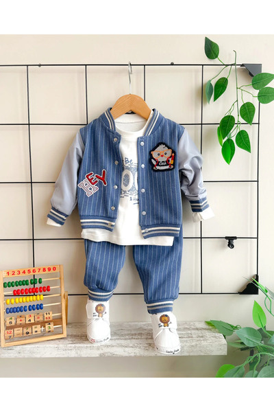 hümabebe سترة هاي بينجوين مطبوع الجامعية موسمي طقم مكون من 3 قطع